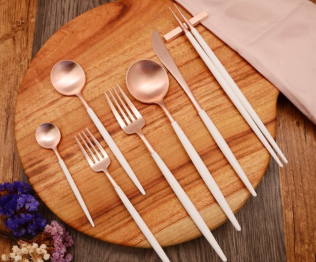 Gold Wooden Cutlery Set