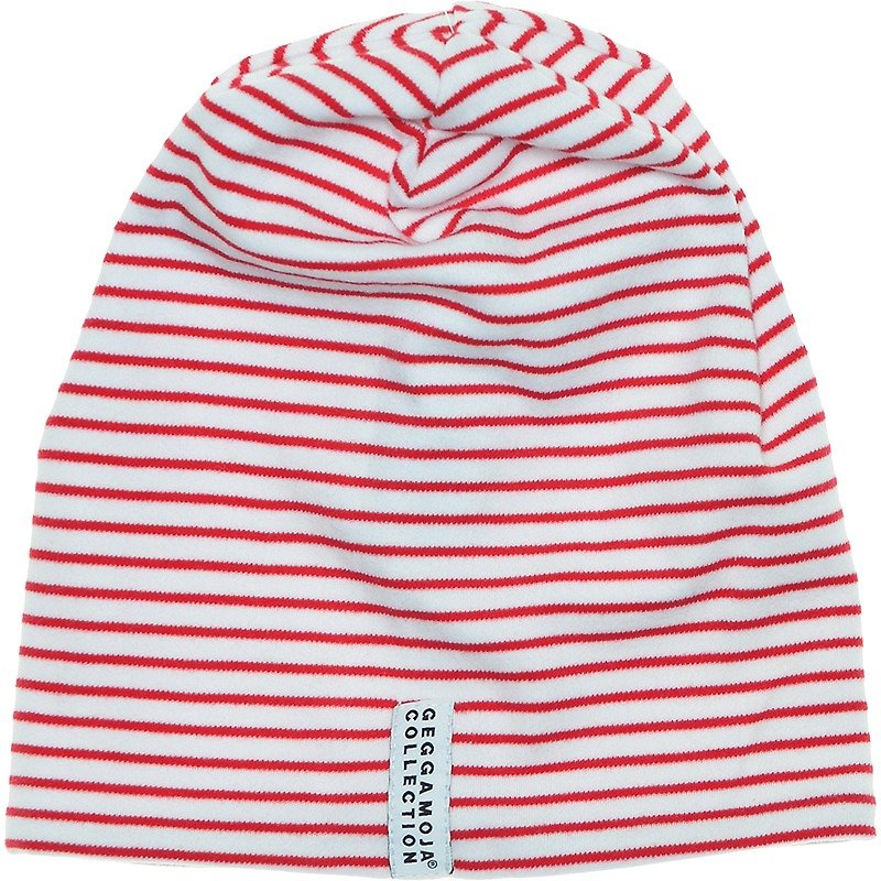 【北歐童裝】瑞典有機棉條紋帽子 _紅 - 嬰兒帽子/髮帶 - 棉．麻 紅色