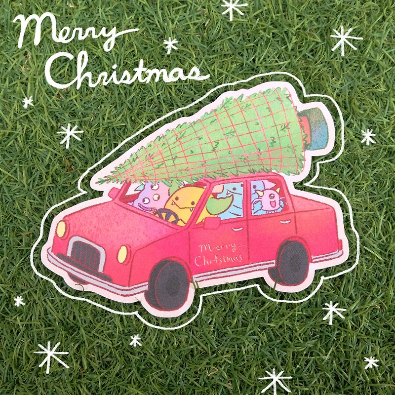 Stylish postcard | Monster carrying Christmas tree - Cards & Postcards - Paper 