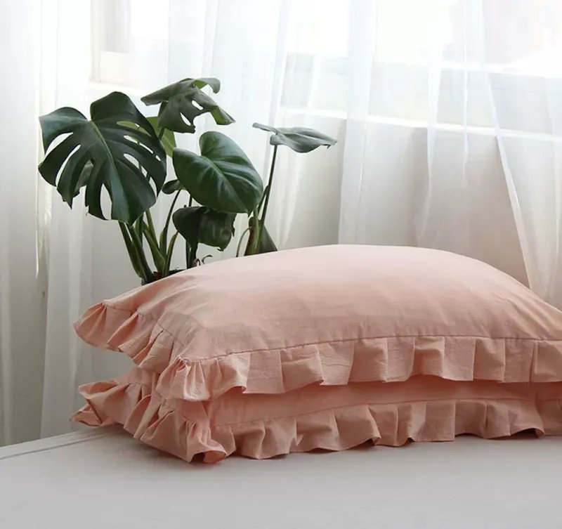 Small lotus leaf pillowcase [can be customized/wedding gift/pillowcase] - เครื่องนอน - ผ้าฝ้าย/ผ้าลินิน 