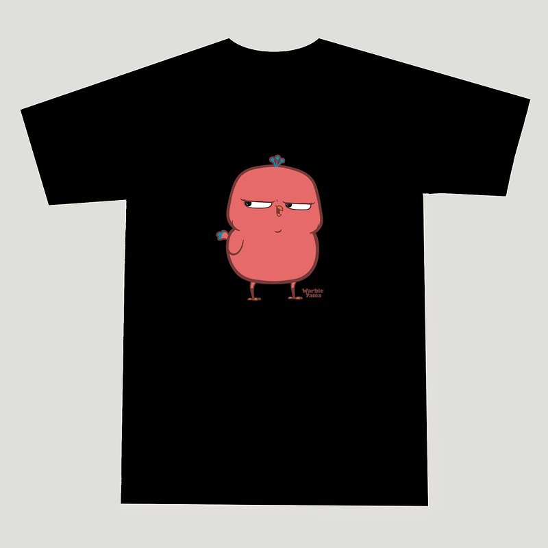 Phebie (Pink bird) T-shirt combed cotton (Black) - 女短褲/五分褲 - 棉．麻 黑色