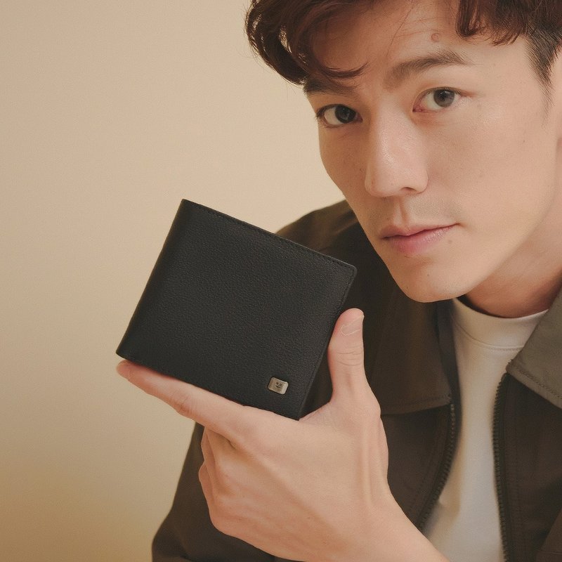 【Kim Anderson】Hilbert Cowhide Double Window Short Clip - Mysterious Black - Wallets - Genuine Leather Black