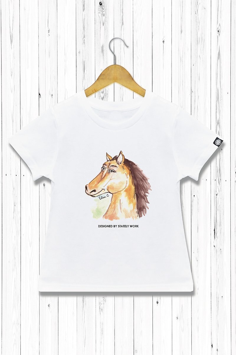 STATELYWORK World-weary Zodiac-Horse-Boys and Girls White T-shirt - Tops & T-Shirts - Cotton & Hemp White