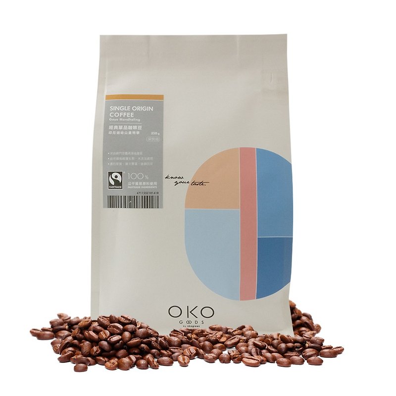 【Ecological Green】Fair Trade Single Origin Coffee Beans/Indonesia Jiayoushan Mandheling/Deep Roast (250g) - Coffee - Fresh Ingredients 