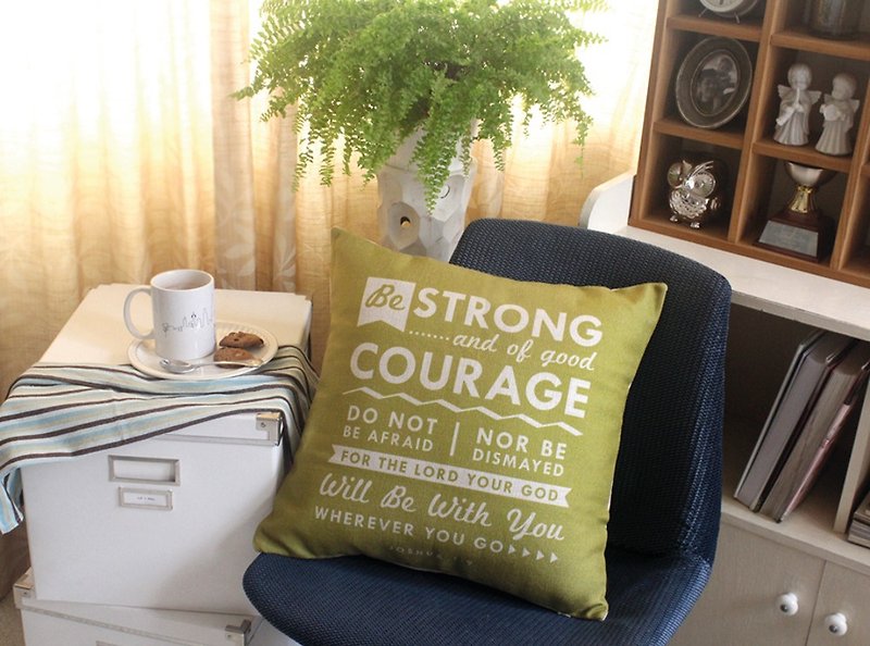 Bible verse Jos1:9 Be Strong and Good Courage 45*45cm - Pillows & Cushions - Cotton & Hemp Yellow
