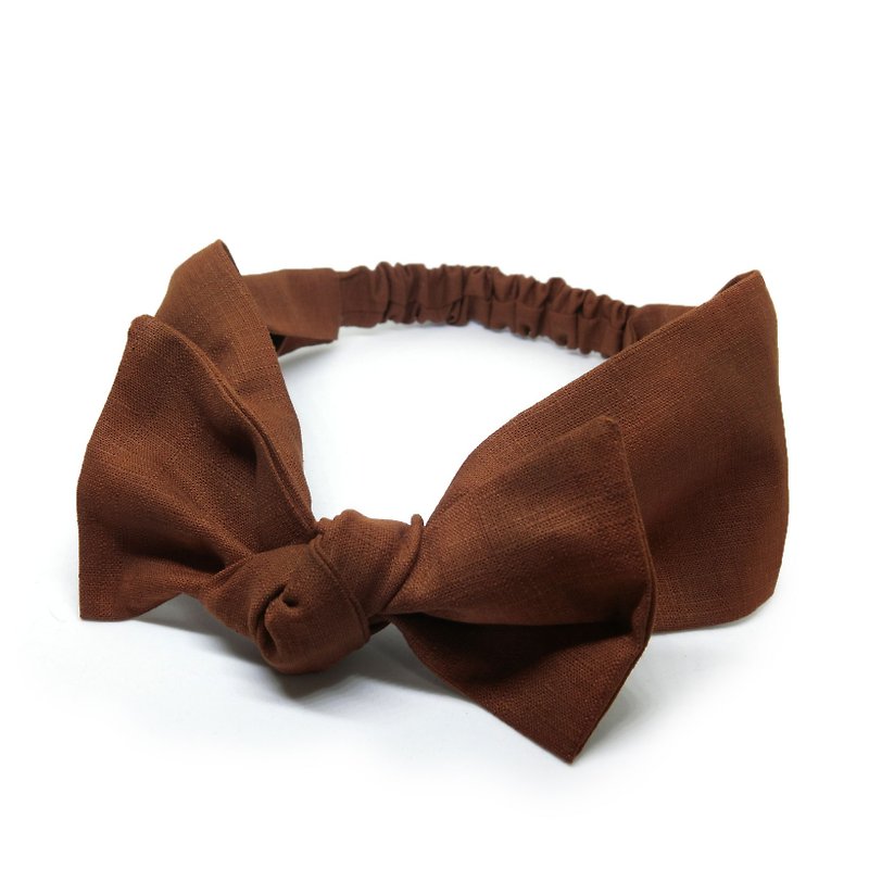 [shell art] caramel latte bow hair band (super wild) - Headbands - Cotton & Hemp Brown