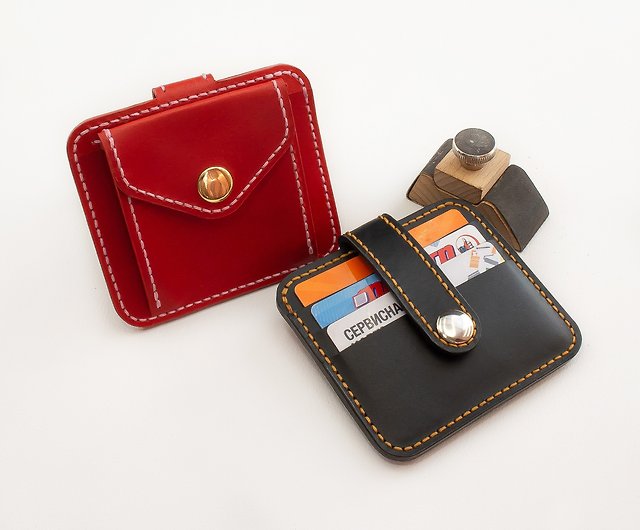 Leather Minimalist Mini Wallet Pattern Business Card Holder Digital Pdf File Slyfox Graphic Templates I