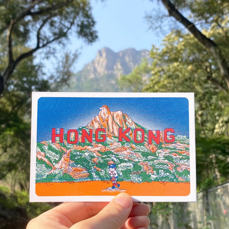 獅子山棒球場 (Risograph Postcard) - 卡片/明信片 - 紙 綠色