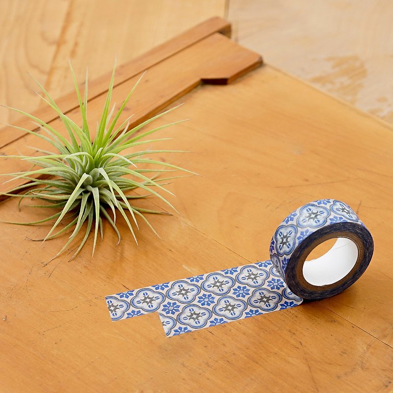 Old House Yan – Begonia Flower Glass – Blue – Paper Tape - Washi Tape - Paper Blue