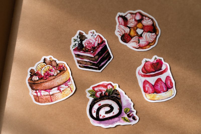 Hand-painted Christmas desserts | Alien stickers | Hand account materials | 5 pieces - สติกเกอร์ - วัสดุอื่นๆ 