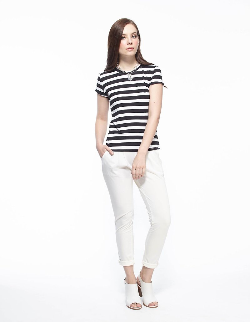Stripe Tee Printing T- - Women's T-Shirts - Other Materials Black