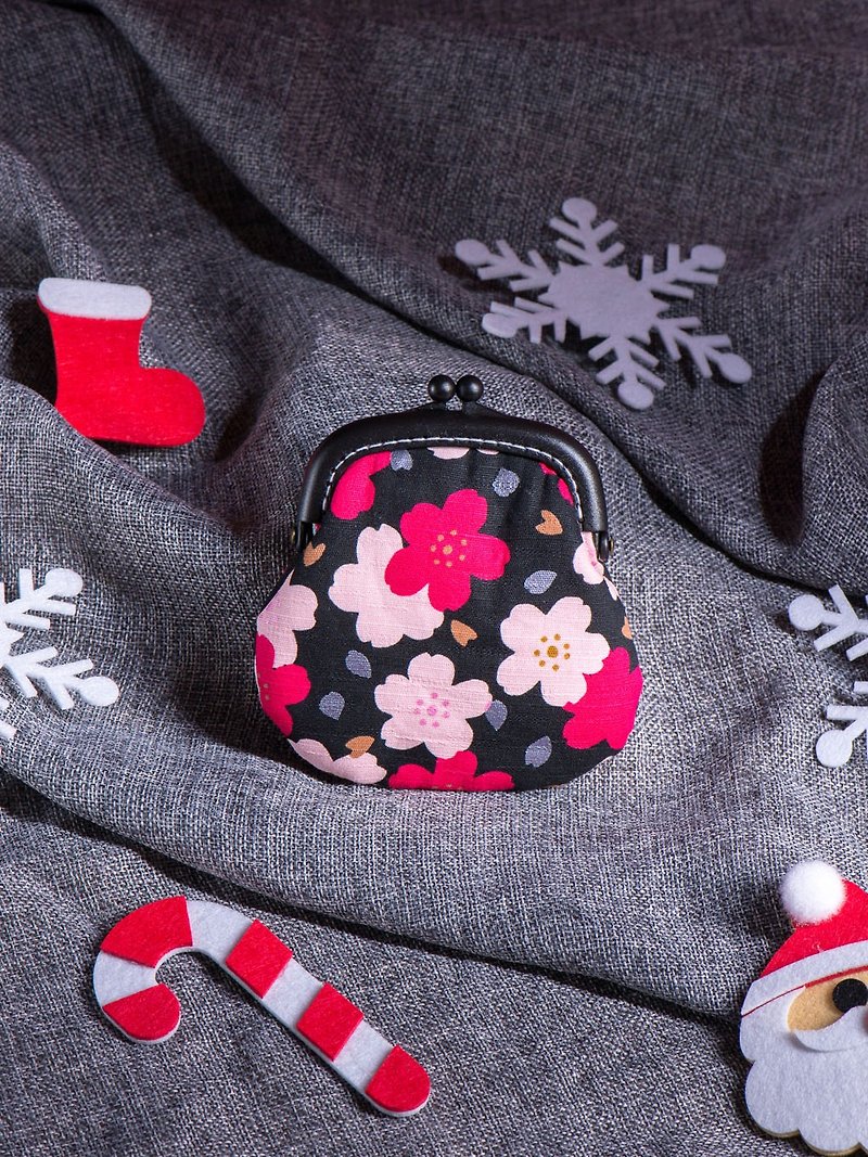 【雪花花】零錢口金包#聖誕禮物#交換禮物#可愛#花朵 - 零錢包/小錢包 - 棉．麻 紅色