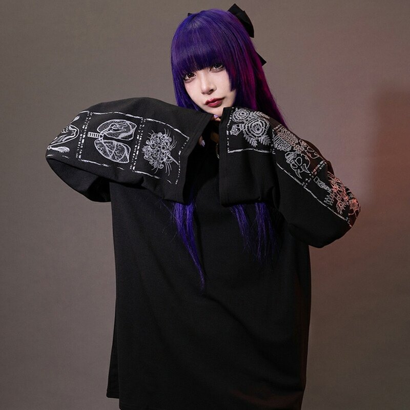 我樂多浮世繪仿舊印花中性長袖T恤原宿和風ACDC RAG台灣JA0784 - 女 T 恤 - 聚酯纖維 