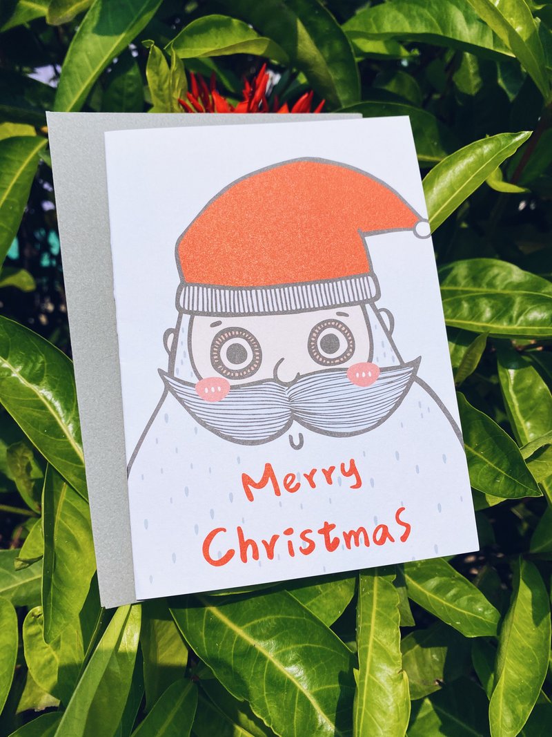 Illustrated card Merry Christmas - การ์ด/โปสการ์ด - กระดาษ ขาว