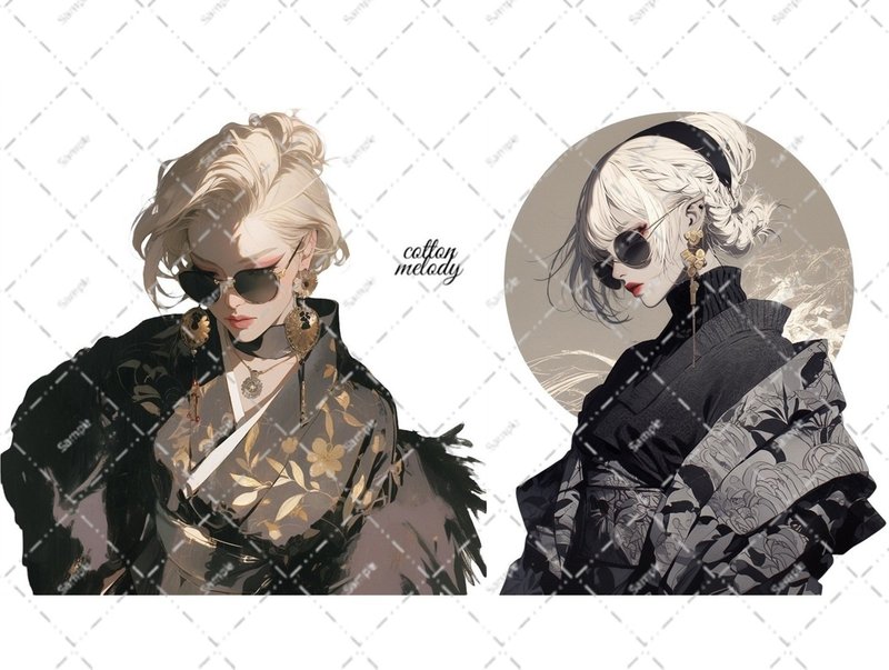 original sticker no.7050 人物ステッカー オリジナルステッカー 人物ステッカー 女の子ステッカー オリジナル人物ステッカー - 貼紙 - 紙 