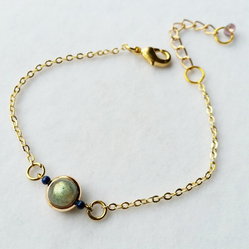 Labradorite, small lapis lazuli gold-plated bracelet - Bracelets - Gemstone Blue