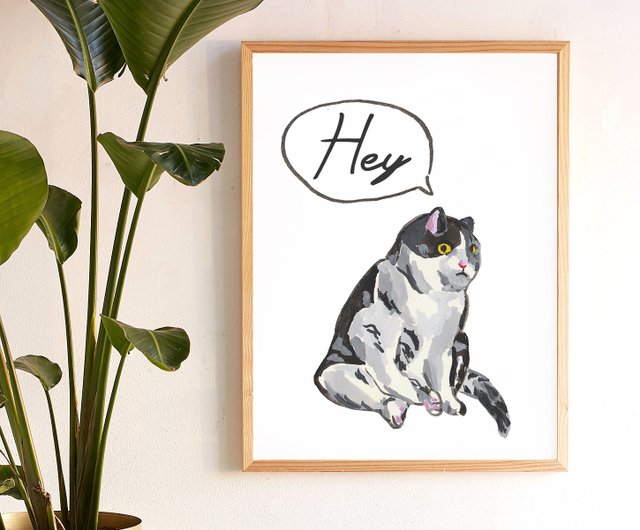 猫の絵アクリル画no.47A5サイズ