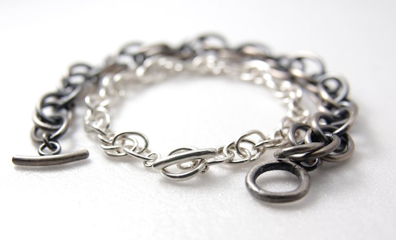 2 Silver Bracelets/Sterling Silver Bracelet/Handmade Bracelet/Couples - Bracelets - Silver Silver