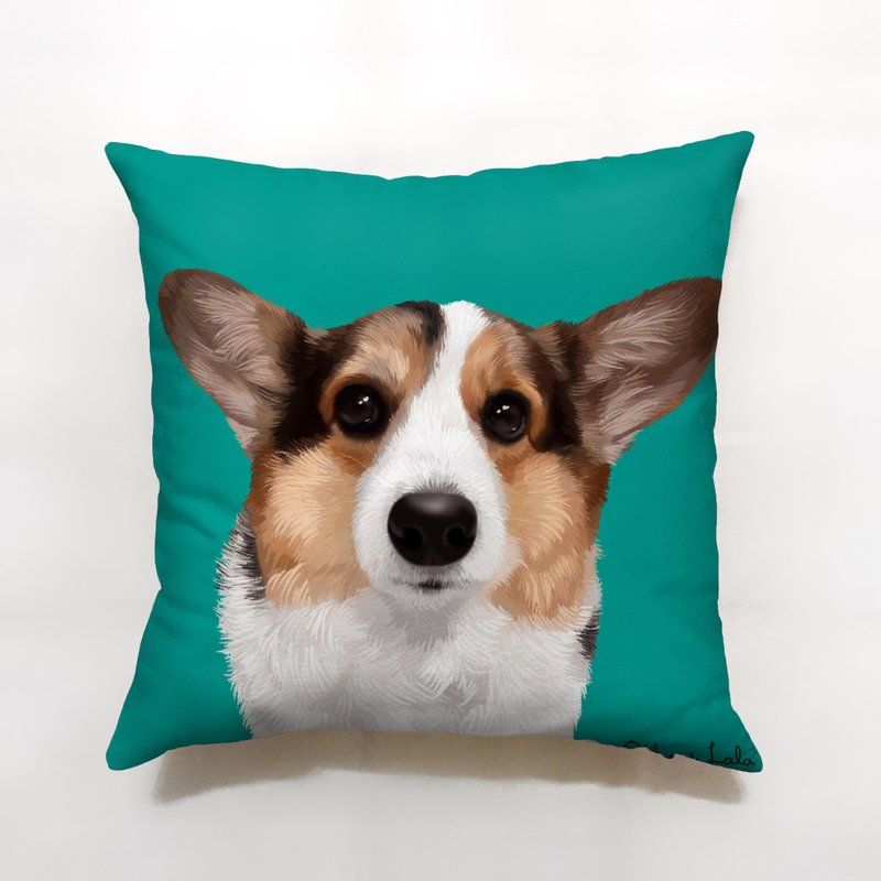 Wang Miao Big Pillow-Three-color Corgi | Two-sided different pictures | Bear - Pillows & Cushions - Polyester Green