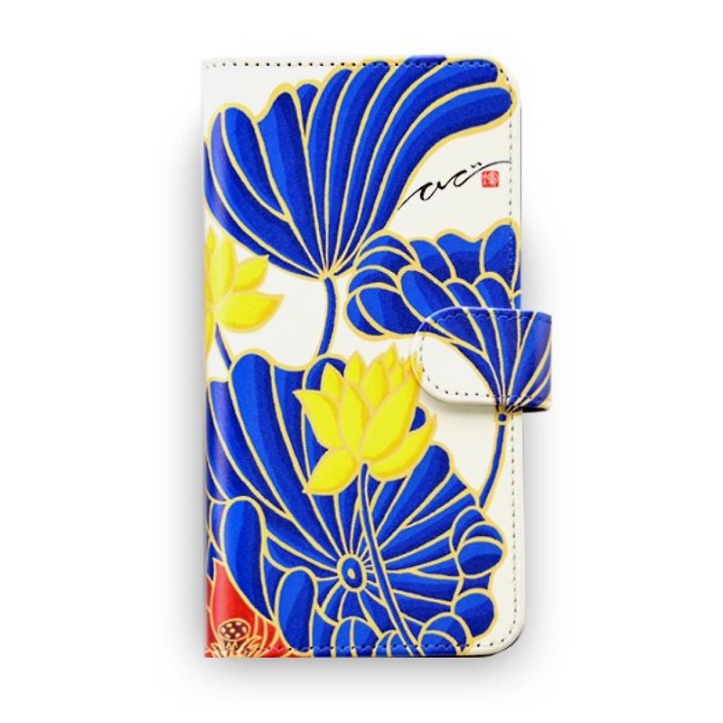 [Order product] iPhone notebook type case - Gokuraku Rokudo - Phone Cases - Faux Leather Blue