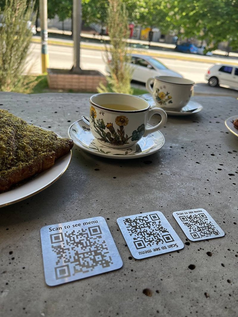 Metal QR Code for bar menu, QR business card, Stainless steel qr sign - Coasters - Other Metals Silver