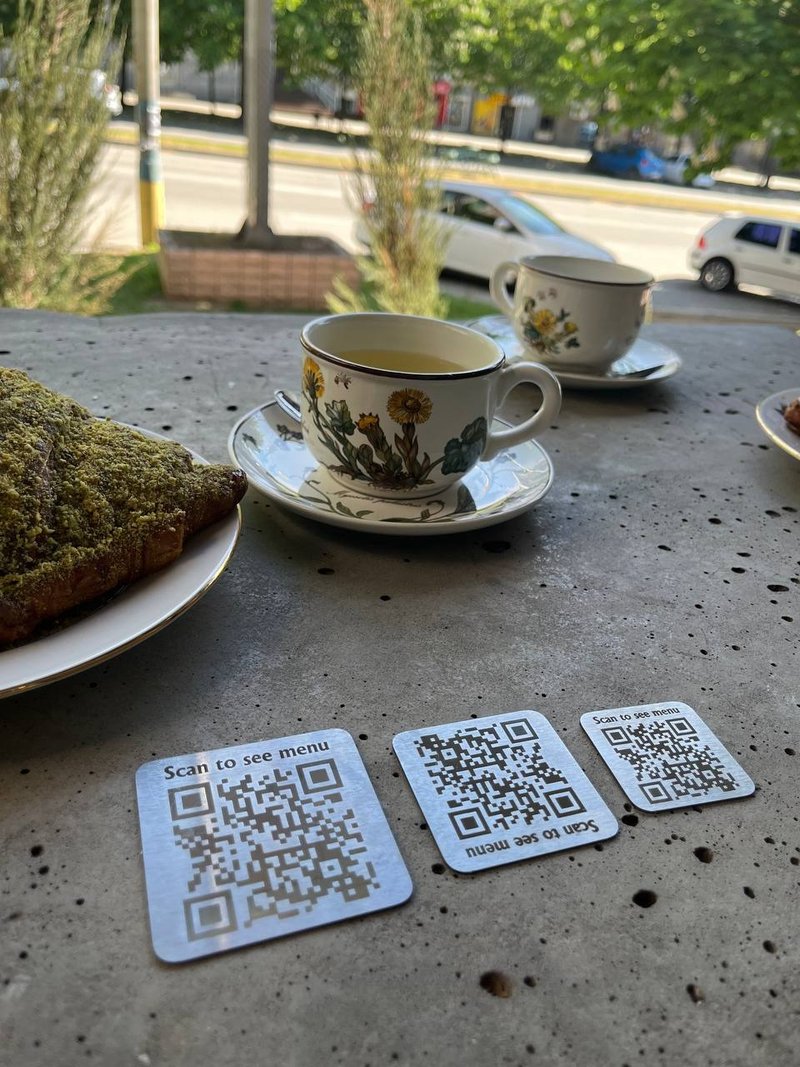 Metal QR Code for bar menu, QR business card, Stainless steel qr sign - 杯墊 - 其他金屬 銀色