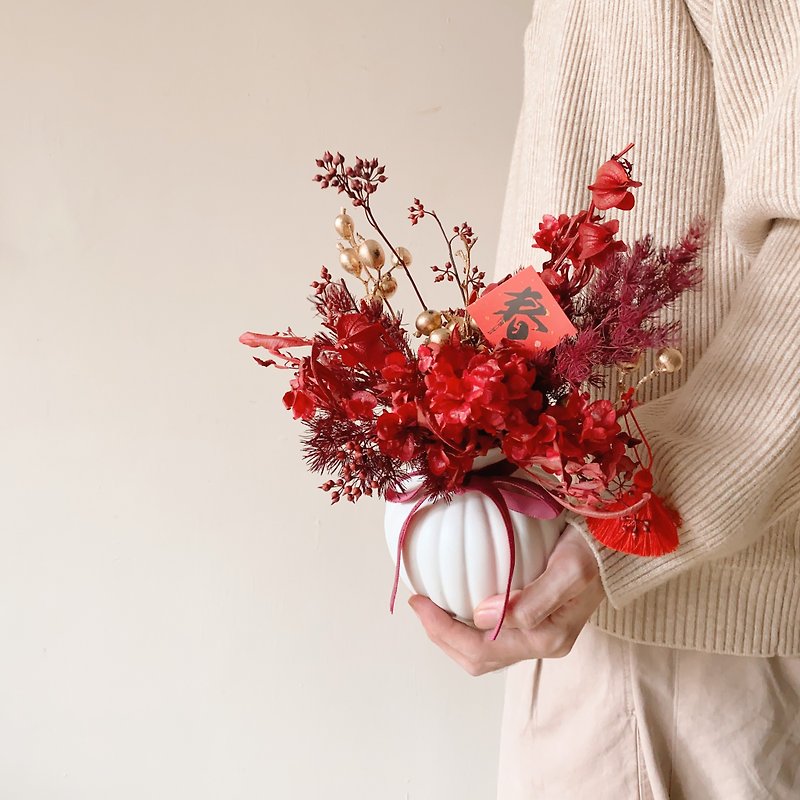 Festive red year everlasting potted flowers - Dried Flowers & Bouquets - Plants & Flowers Red