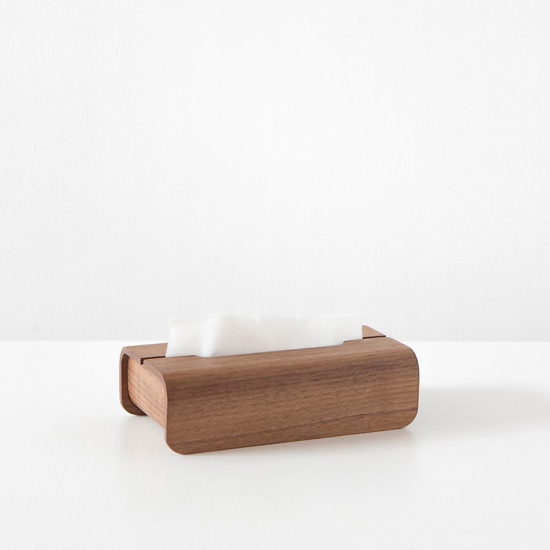テトラッド手作り木製表面紙箱∣完全ブラッククルミ - ティッシュボックス - 木製 ブラウン