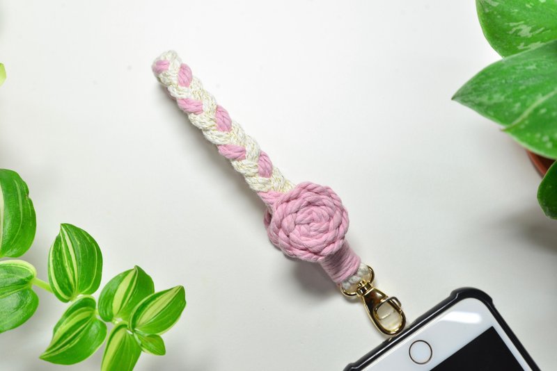 Braided rose shape mobile phone lanyard DIY material package - Knitting, Embroidery, Felted Wool & Sewing - Cotton & Hemp 