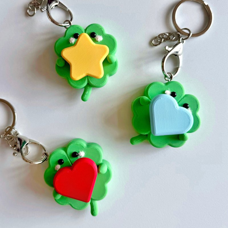 The lilClover 四葉草按鍵鎖匙扣  / 療癒 | 減壓 | 3D打印 / - 鎖匙扣/鎖匙包 - 塑膠 綠色