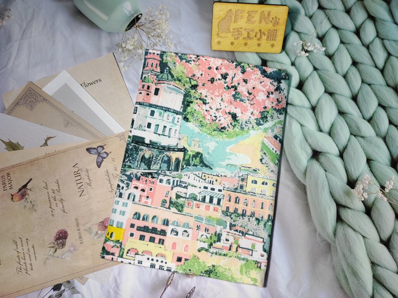 美國限量布系列-美國AGF油畫風卡布里島布書套-布書衣A5-25K - 書衣/書套 - 棉．麻 