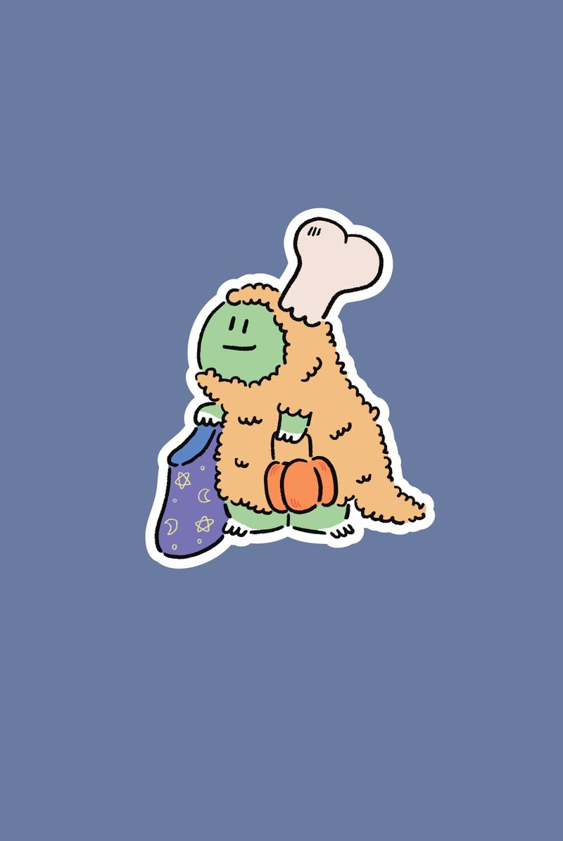 Jurawrsic Die-Cut Waterproof PVC Sticker – Trick or Treat Halloween, Fried Chick - 貼紙 - 紙 橘色