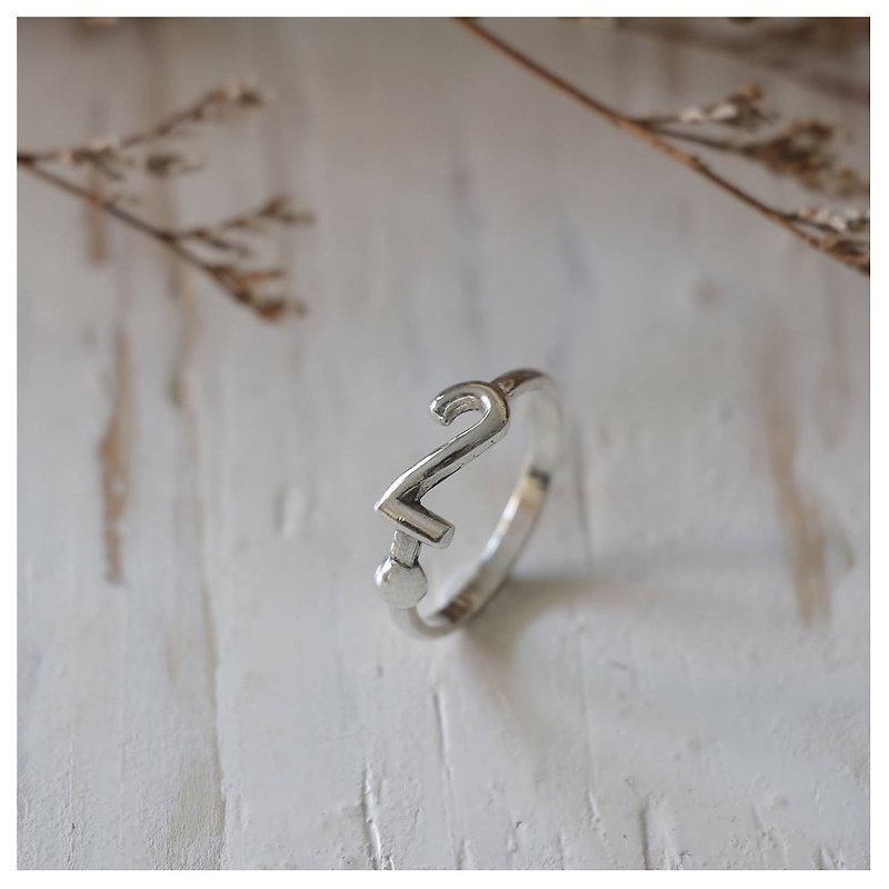 Number 2 two Minimal ring Smooth handmade lady women Girl silver thin modern  - General Rings - Other Metals Silver