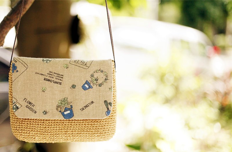 [Good day] summer handmade cloth cover woven shoulder bag (Garden) - กระเป๋าแมสเซนเจอร์ - วัสดุอื่นๆ หลากหลายสี