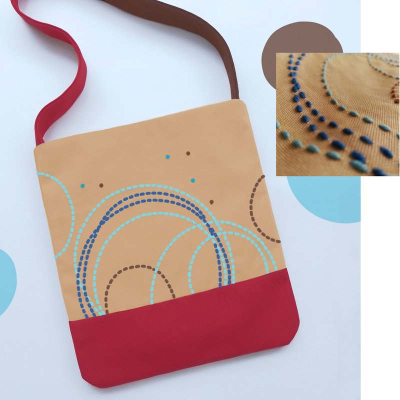 12x14 inch tote. Fun and original with hand-stitched design and beads - 手提包/手提袋 - 繡線 