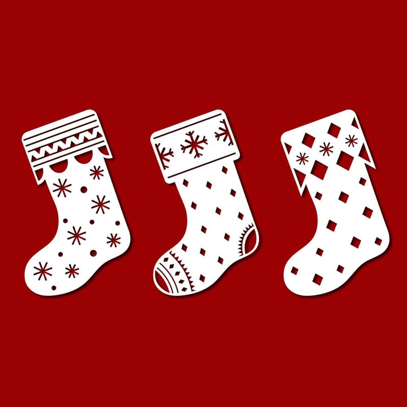 Christmas stocking svg, christmas stocking template, christmas stocking pdf, SVG - 圖文模板設計 - 其他材質 