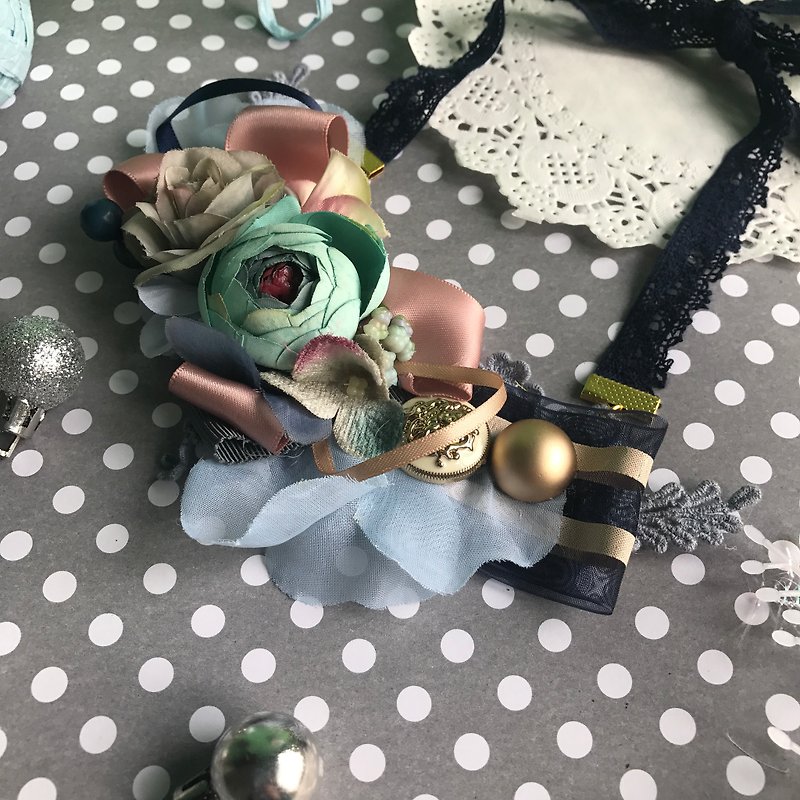 Break and Holiday. Girls forest handmade flowers. necklace. blue - Necklaces - Other Materials Blue