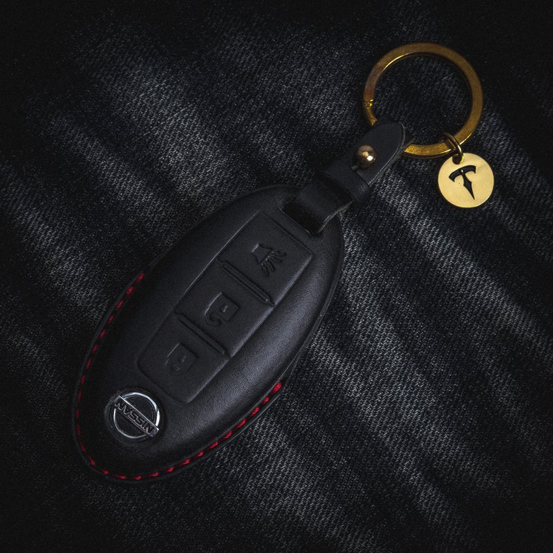 [Spot version] Yulon Nissan NISSAN Tiida Sentra Kicks car key leather case - Keychains - Genuine Leather Black