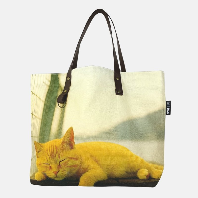 黄昏タビー・リアル猫フォト大判トートバッグ【日本製】 - トートバッグ・ハンドバッグ - コットン・麻 ブラウン