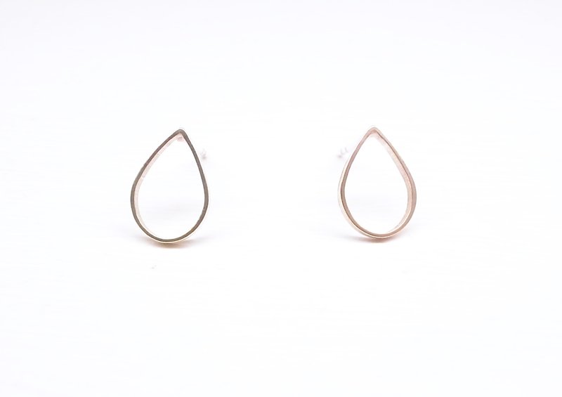 二毛銀【簡約雨滴造型黃銅耳環】一對 - 耳環/耳夾 - 其他金屬 金色