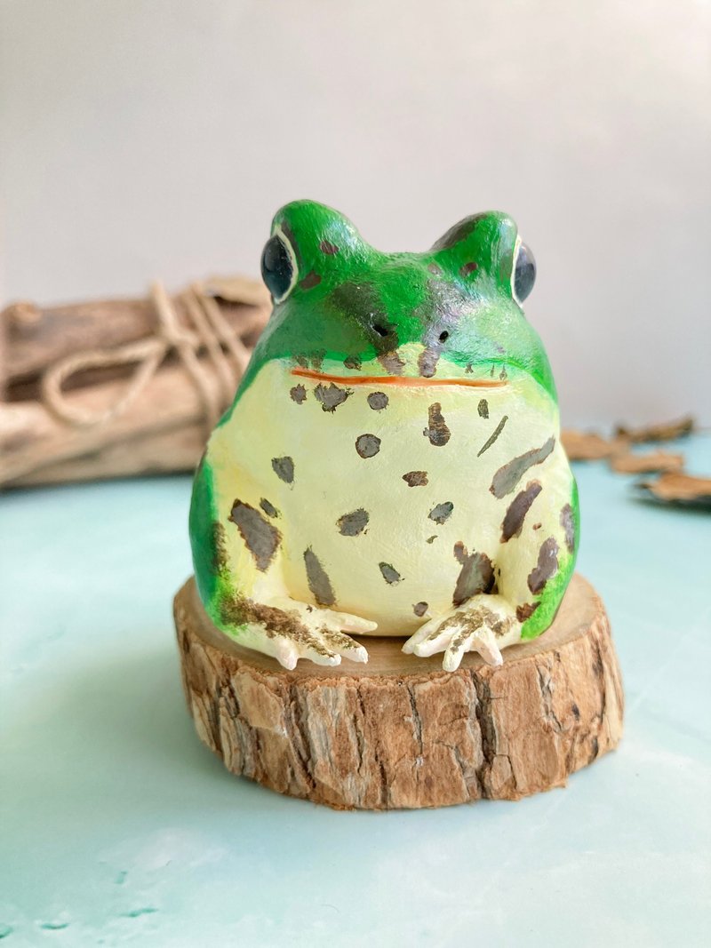 [Clay hand-made fragrance diffuser Stone] Frog diffuser incense decoration lucky opening gift - Fragrances - Clay Green