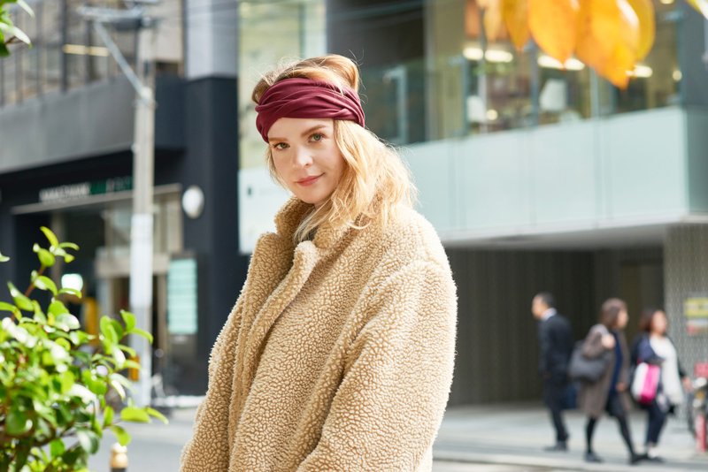 コットン ROLL アレンジ ストレッチ ターバン ヘアバンド - ヘアアクセサリー - コットン・麻 レッド