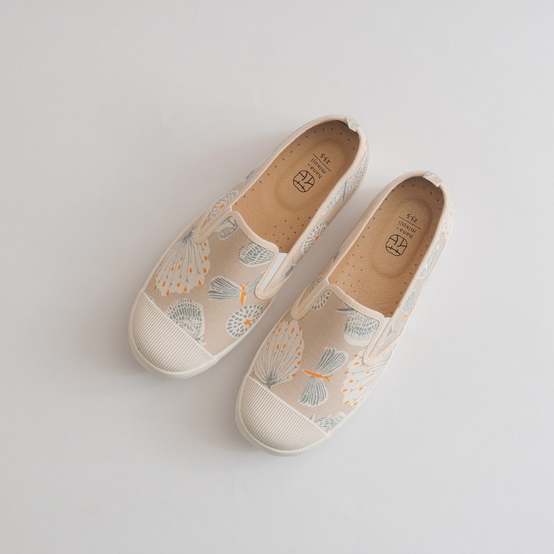 最後再版【甜椒日】小斑蝶 全新升級 寬楦舒適 媽媽 秋天 - 女休閒鞋/帆布鞋 - 棉．麻 卡其色
