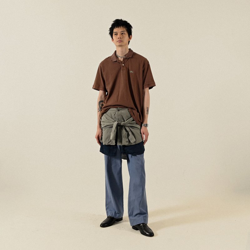【NaSuBi Vintage】Upcycling襯衫造型腰間飾片 - 圍巾/披肩 - 其他人造纖維 