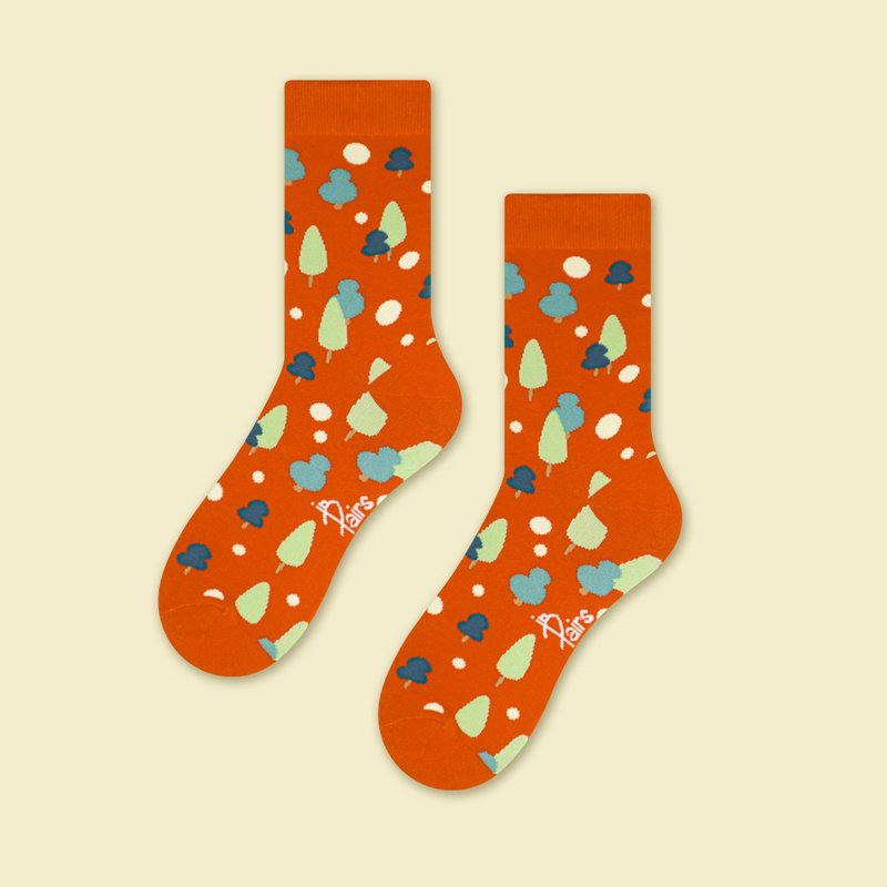 Little Tree・Orange - Socks - Cotton & Hemp Multicolor