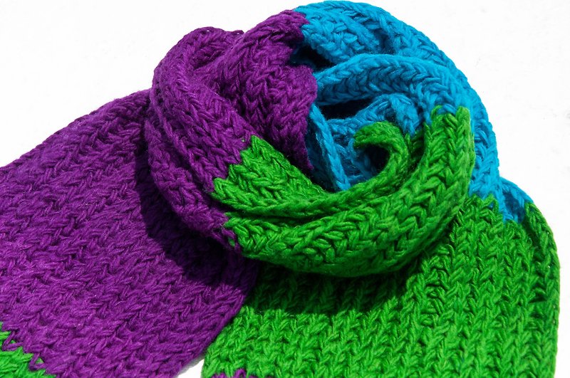 Hand-knitted pure wool scarf/knitted scarf/crocheted striped scarf/hand-knitted scarf-Spanish stripe - Knit Scarves & Wraps - Wool Multicolor