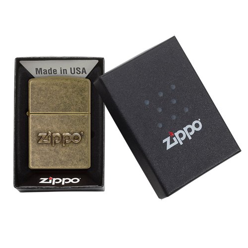 ZIPPO公式旗艦店】アンティークブロンズロゴ風防風ライター 28994