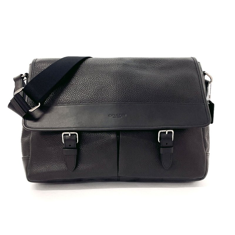 【日本直送 中古美品】コーチ COACH ショルダーバッグ F54149 ヘンリーメッセンジャーバック ペブルドレザー ブラック 通勤 通学バッグ - 側背包/斜背包 - 真皮 黑色