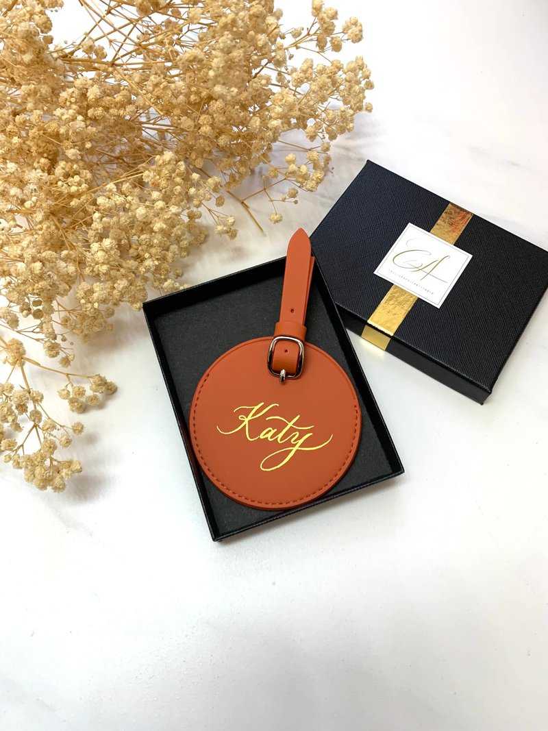 【客制】 行李牌 真皮 客製 燙金 名字 定制  行李吊牌 - 行李牌 - 真皮 黑色