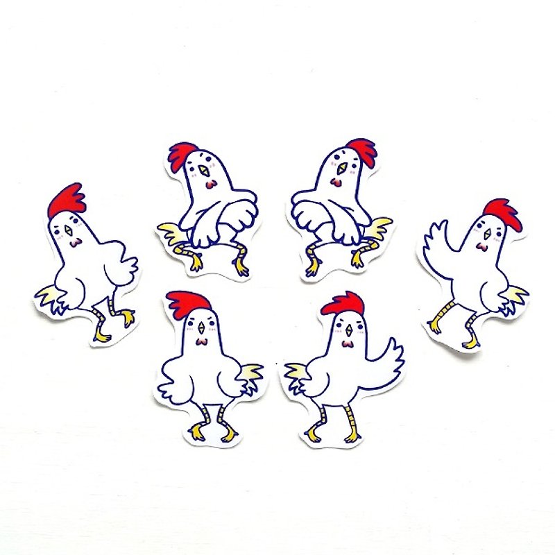 1212 design fun funny stickers everywhere waterproof stickers - New Year's miracle odd chicken dance - Stickers - Plastic Red